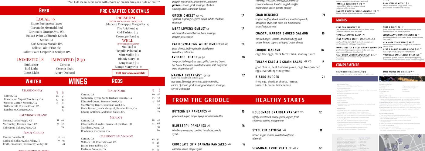 Pelican's on the Bay Menu