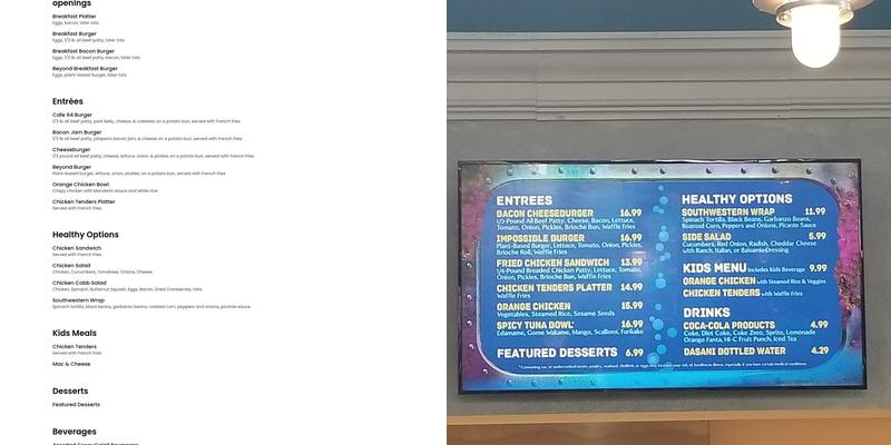 Explorer's Café Menu