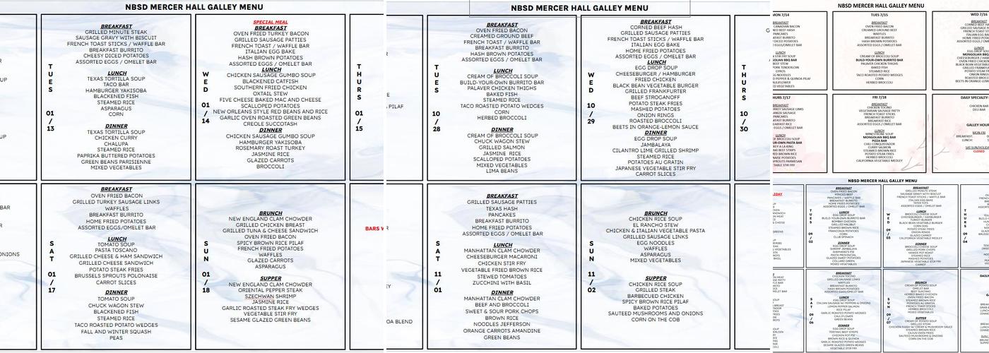 Galley Menu