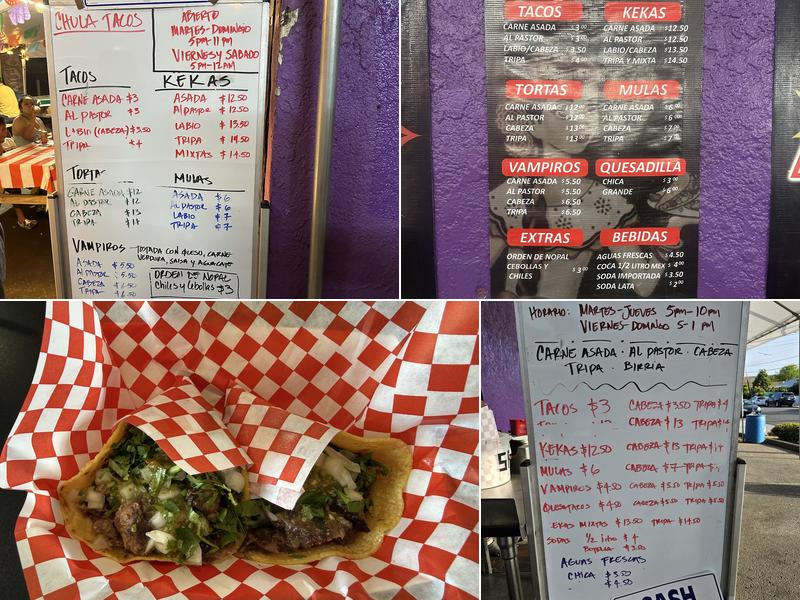 Chula Tacos Menu