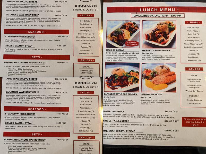 Brooklyn Steak and Lobster Menu