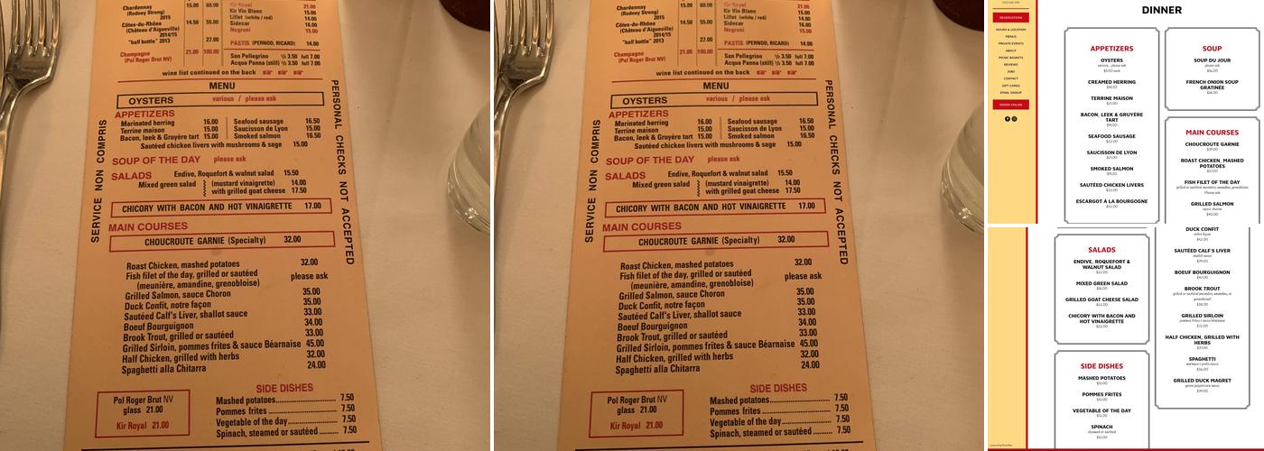 QUATORZE Menu
