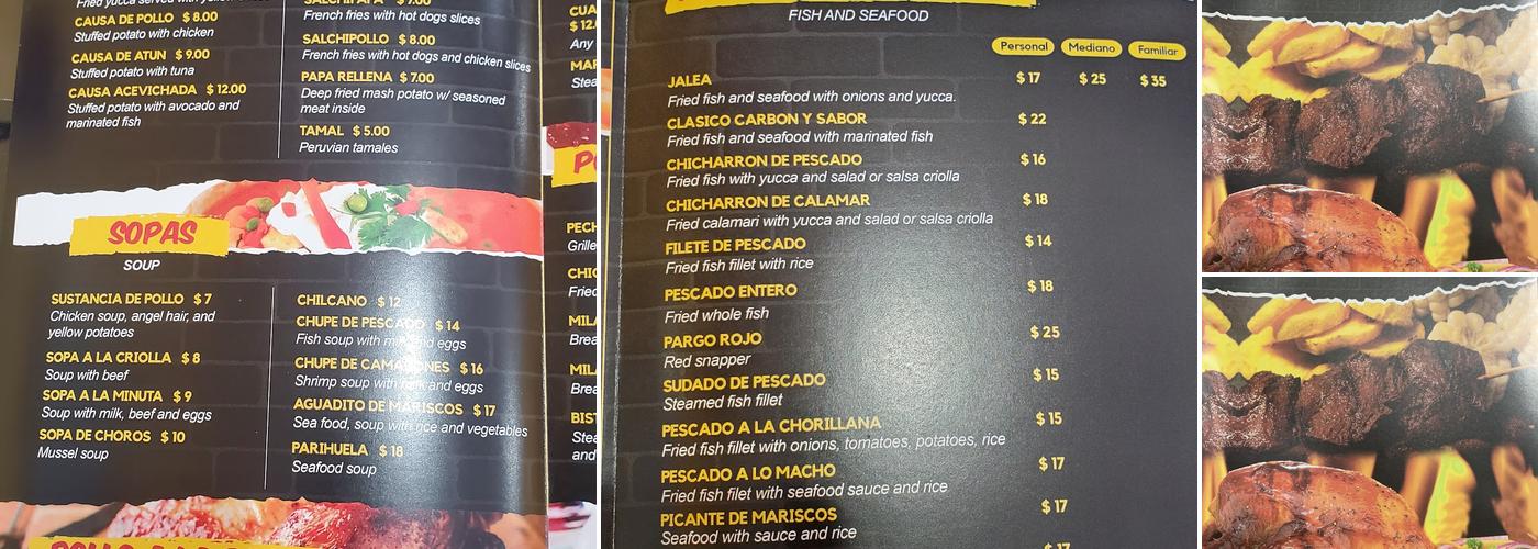 Pollería Carbon & Sabor Menu