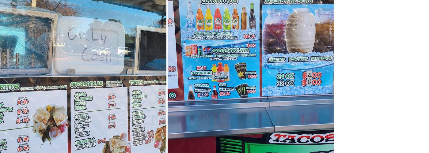 Tacos El Agua Dulce Menu