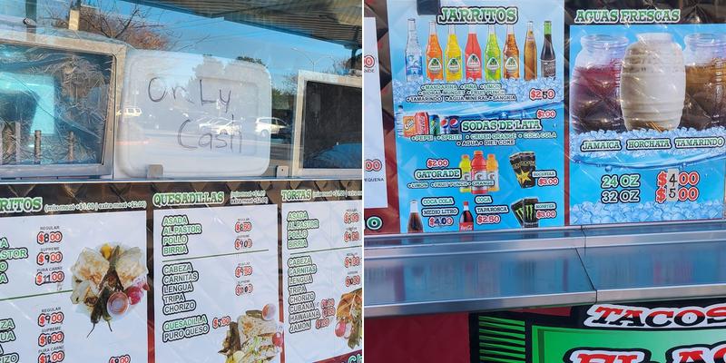 Tacos El Agua Dulce Menu