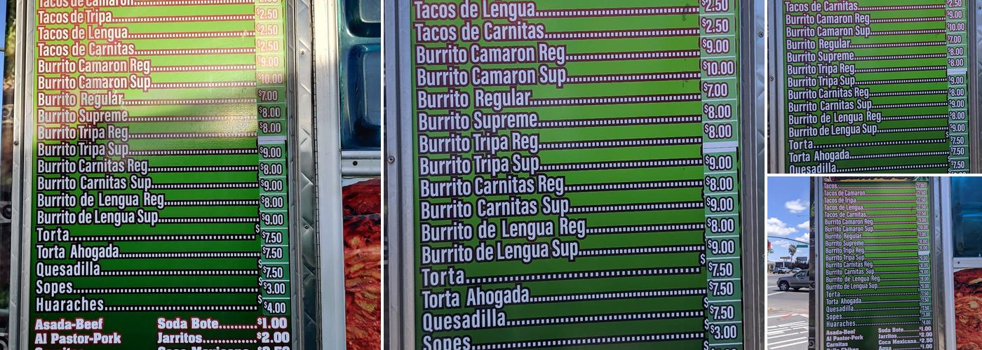 Limonense Taco Truck Menu