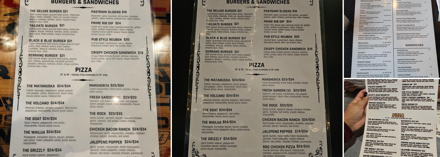 Matanuska Brewing Midtown, Anchorage Menu