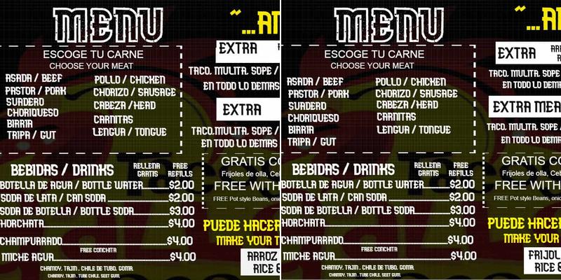 Tacos Gallo Loco Menu