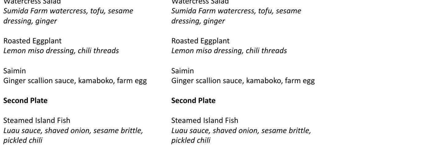 Ahaaina Luau Menu