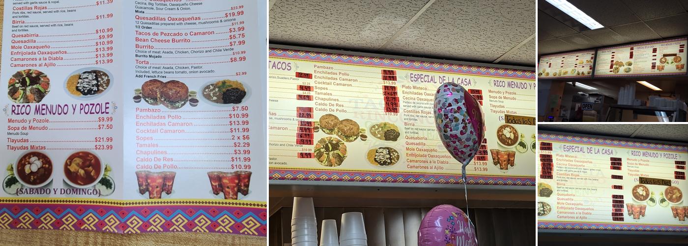 Taqueria Rinconcito Oaxaqueño Menu