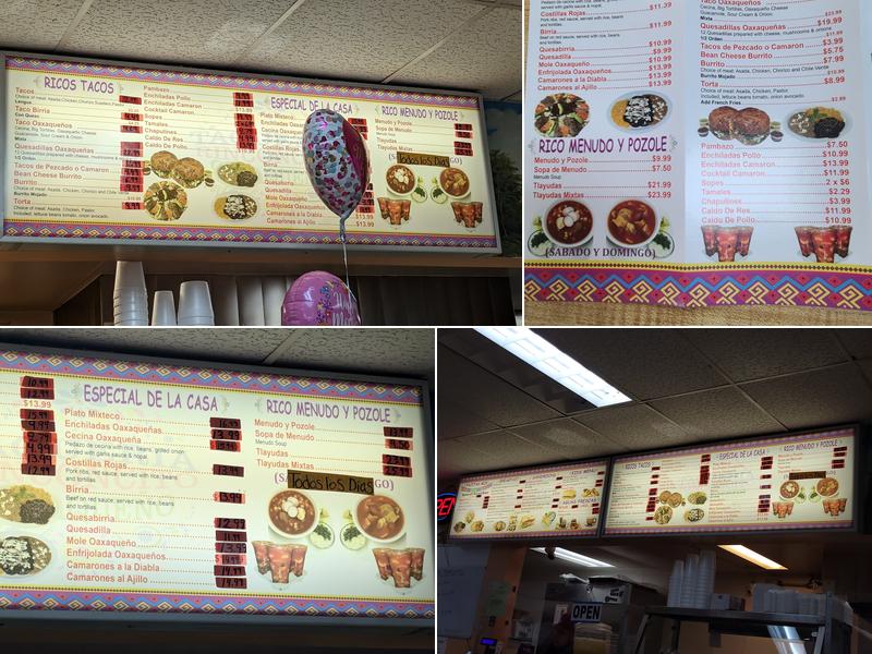 Taqueria Rinconcito Oaxaqueño Menu