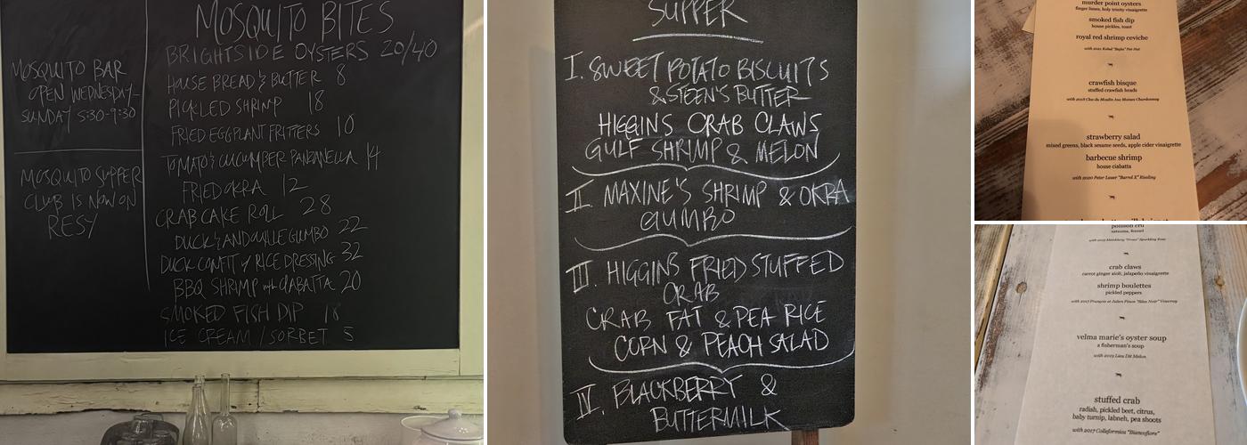 Mosquito Supper Club Menu