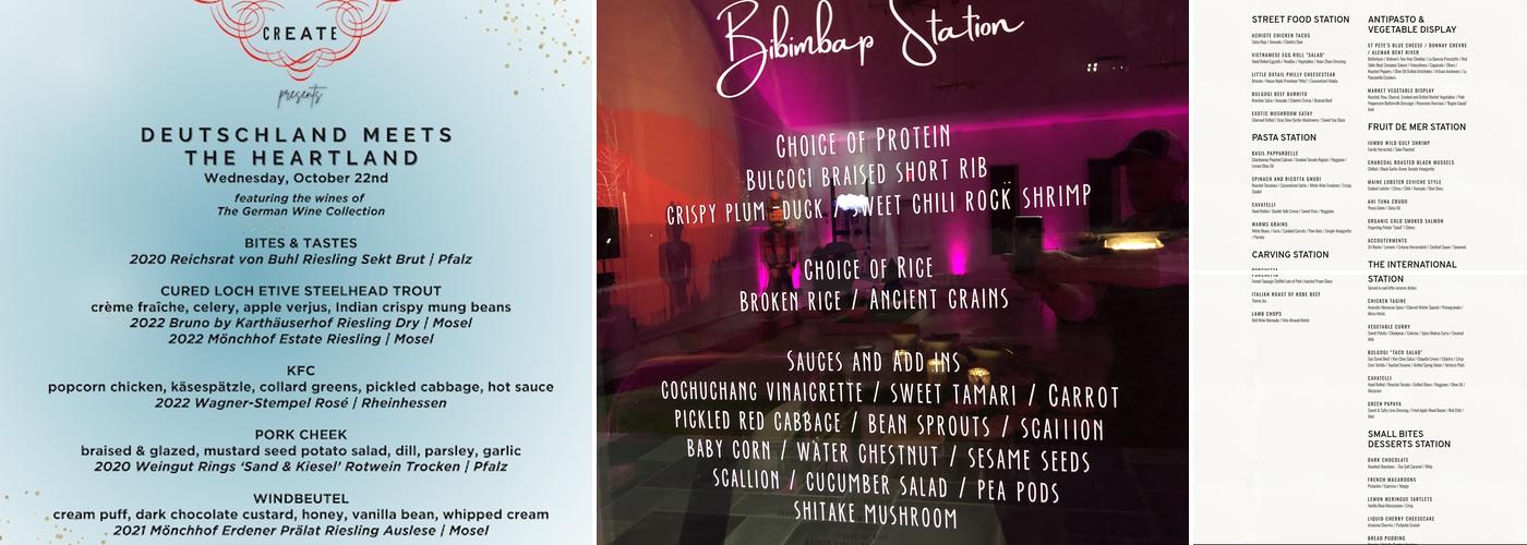 Create Catering & The Dining Studio Menu