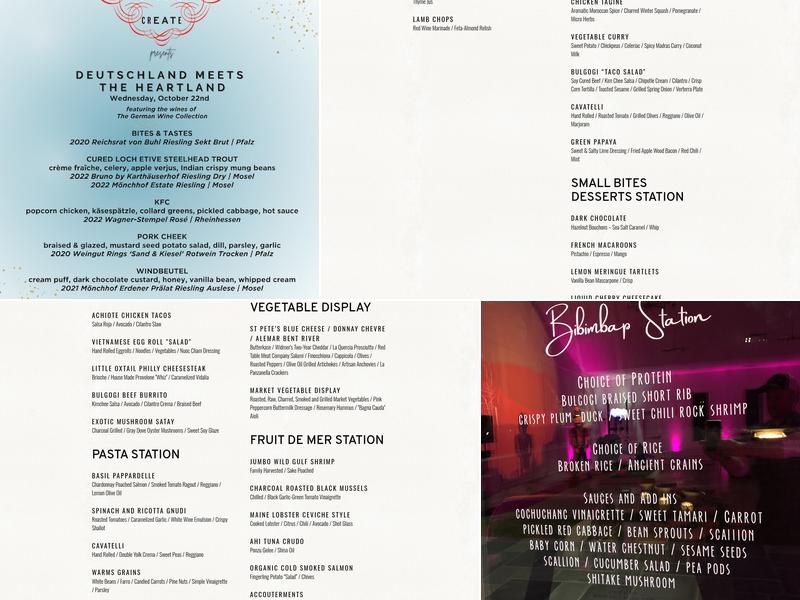 Create Catering & The Dining Studio Menu