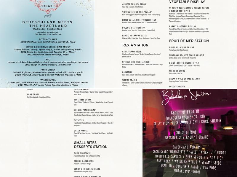 Create Catering & The Dining Studio Menu