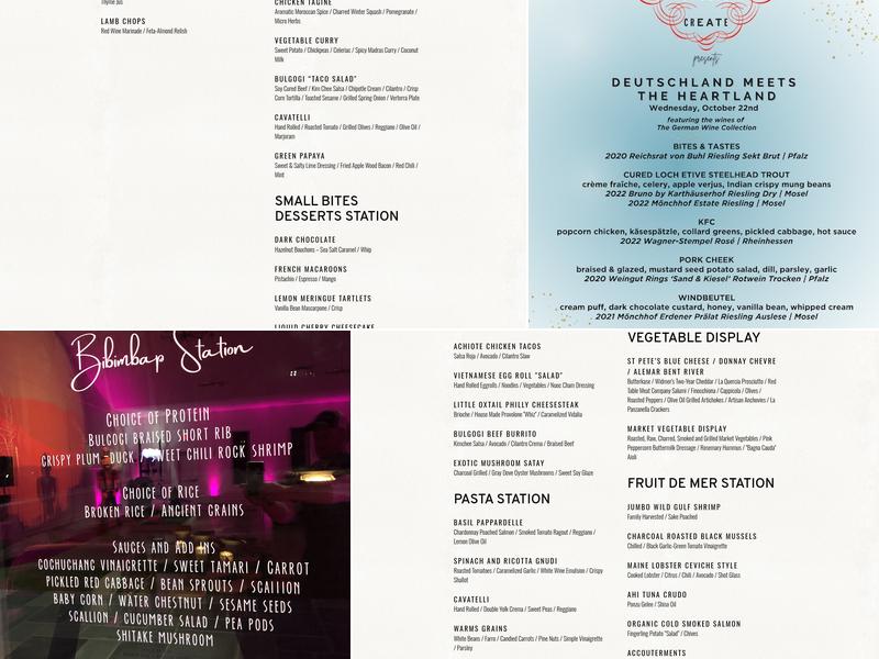 Create Catering & The Dining Studio Menu