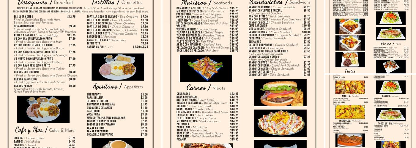 I AM LATIN CAFE Menu