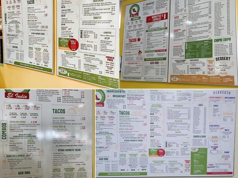 Cafeteria El Indio Menu