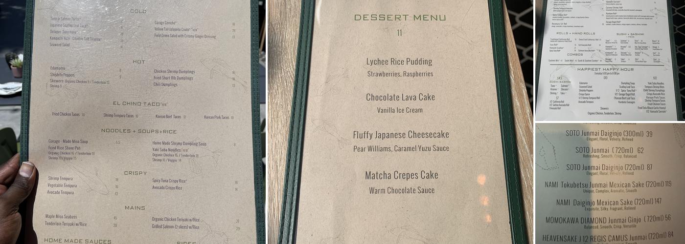 Sushi Garage Cocowalk Menu