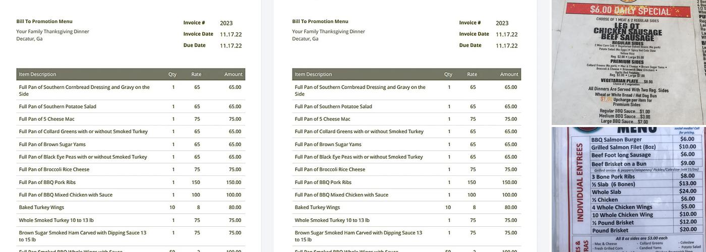 The Shack BBQ & Seafood Menu