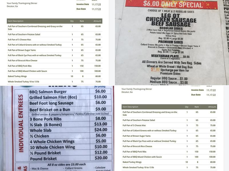 The Shack BBQ & Seafood Menu