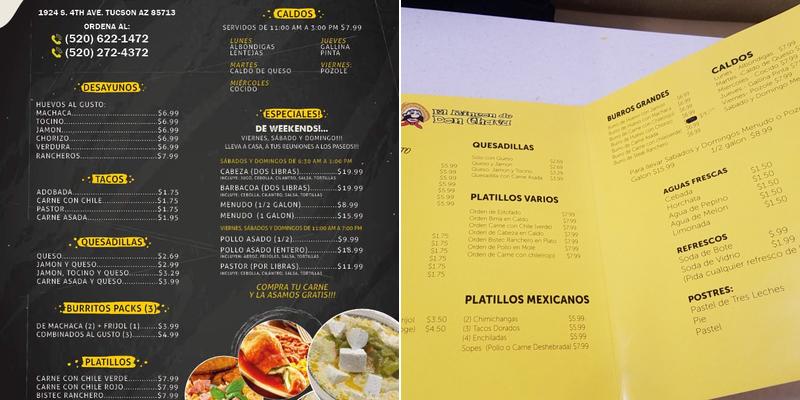 TORTILLERIA DON JUAN LLC Menu