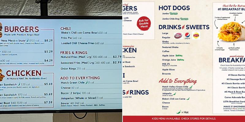 Blake's Lotaburger Menu