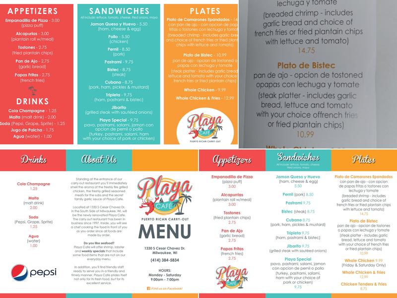Playa Café Menu