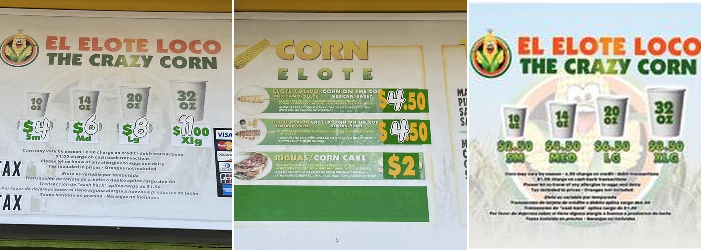 El Elote Loco Menu