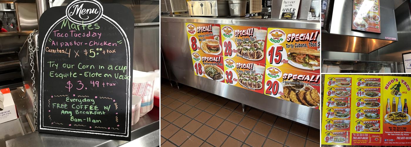 Rigo's Taco Menu