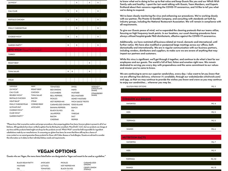 Which Wich Menu