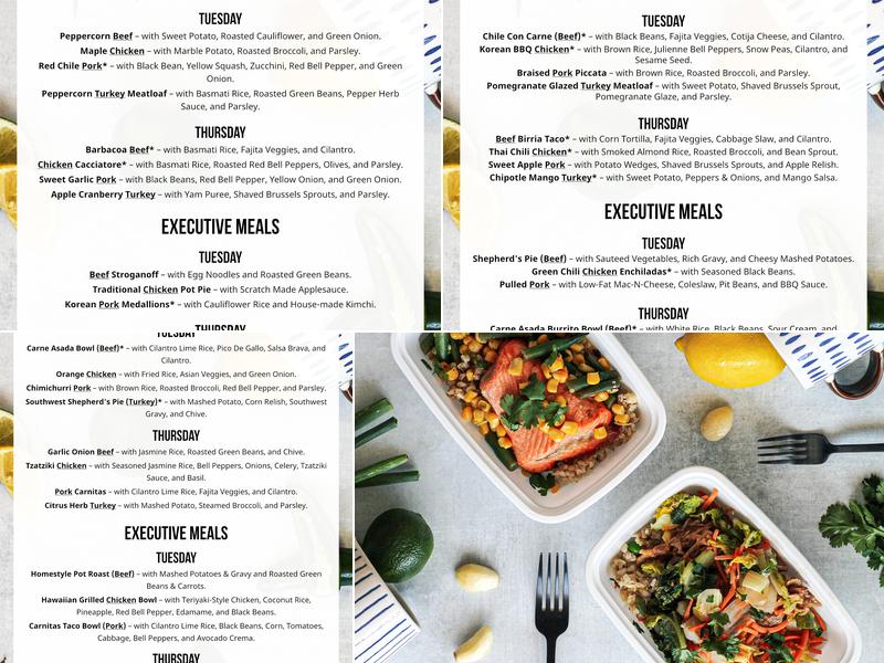 Scratch culinary meal prep Menu