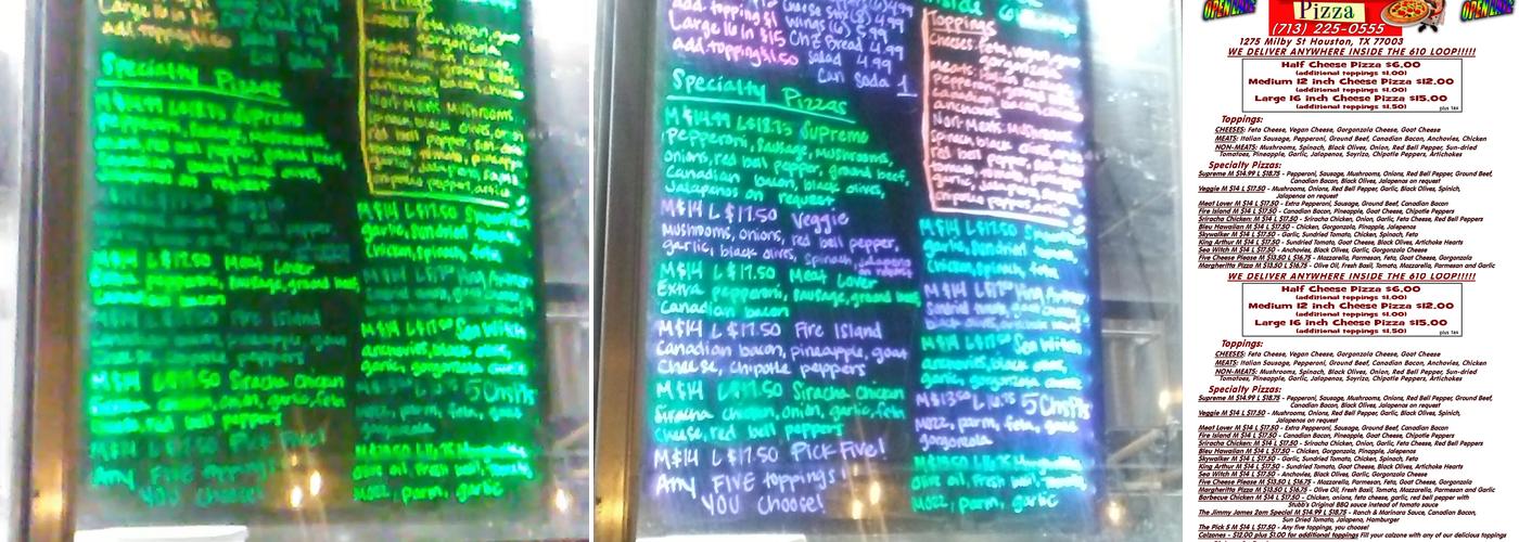 Flakey's Pizza Menu
