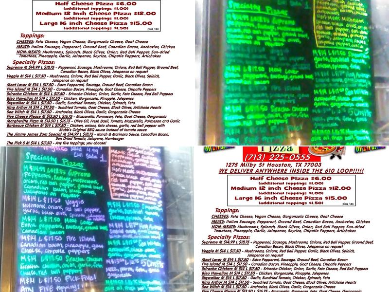Flakey's Pizza Menu