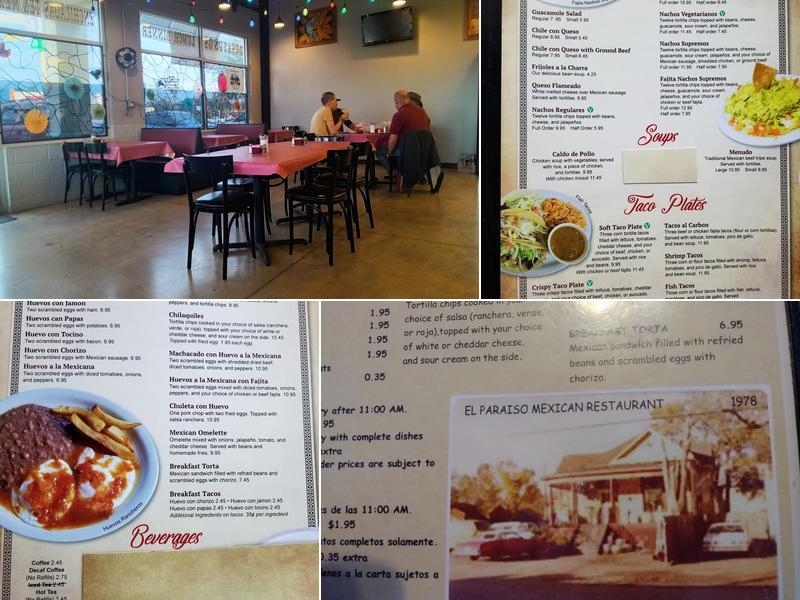 El Paraiso Mexican Cafe Menu