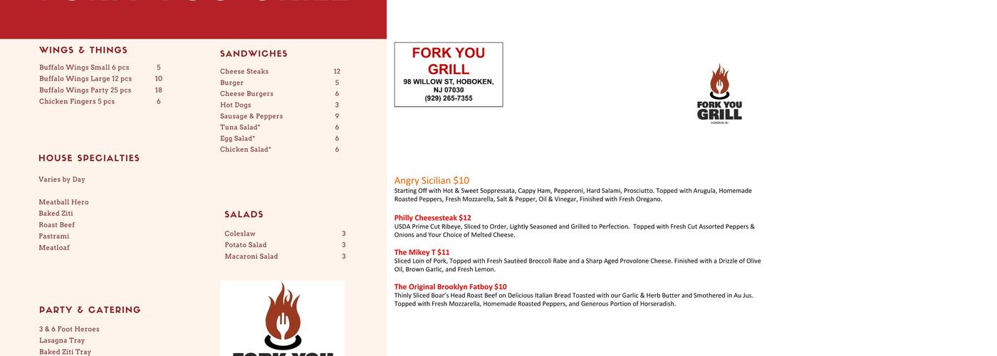 Fork You Grill Menu