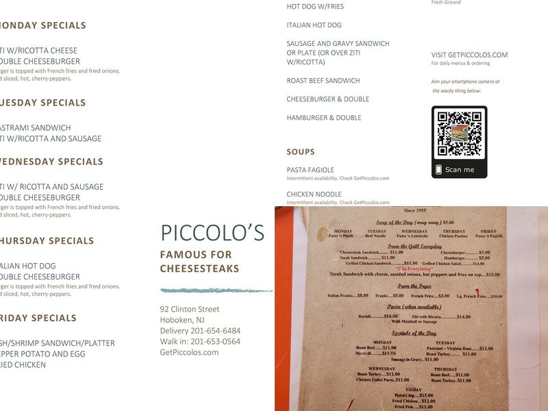 Piccolos Menu