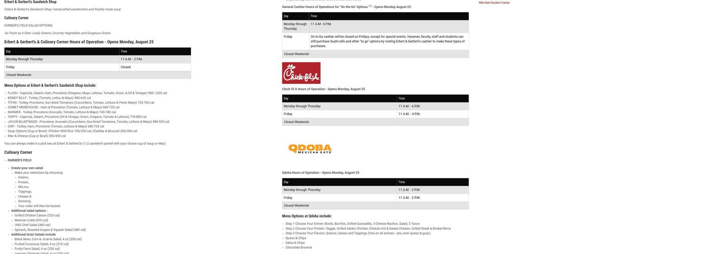 Durango's Grill Menu