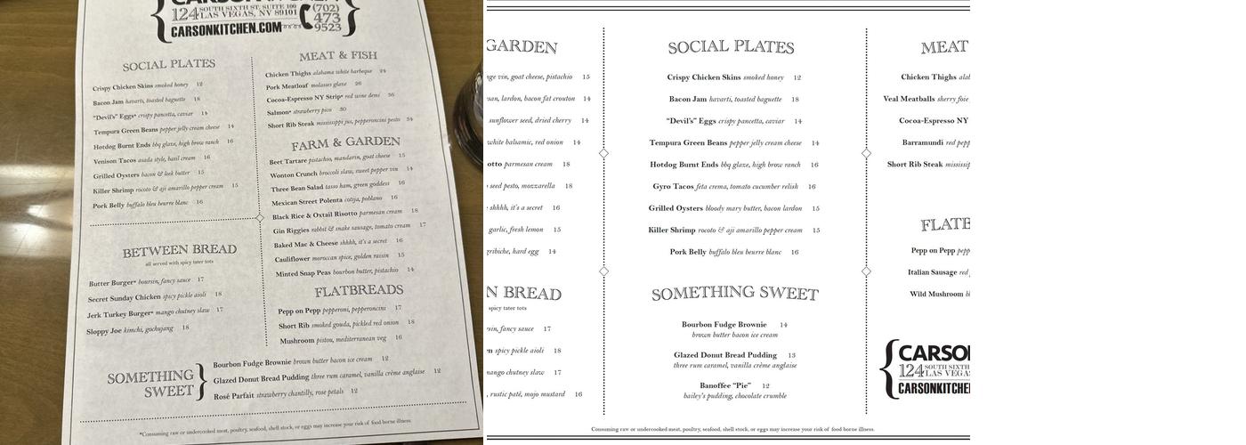 Simon Hospitality Group Menu