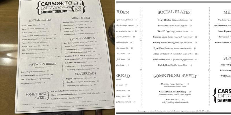 Simon Hospitality Group Menu