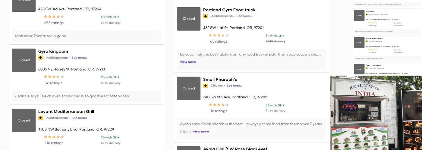 Egyptian Food Cart Menu