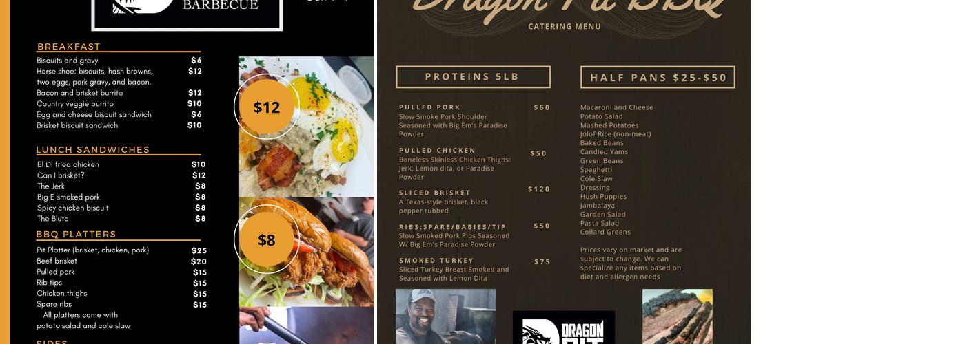 Dragons barbecue pit Menu