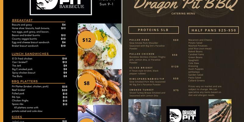 Dragons barbecue pit Menu