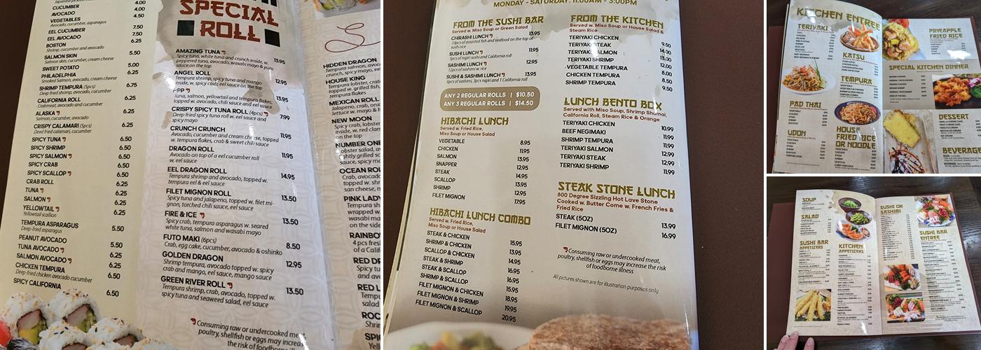 Sushi Yoshi Steak Stone & Seafood House Menu