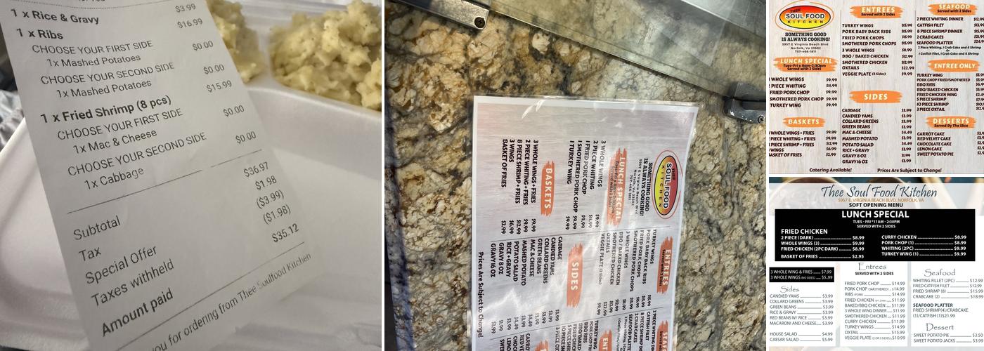 Thee Soulfood Kitchen Menu