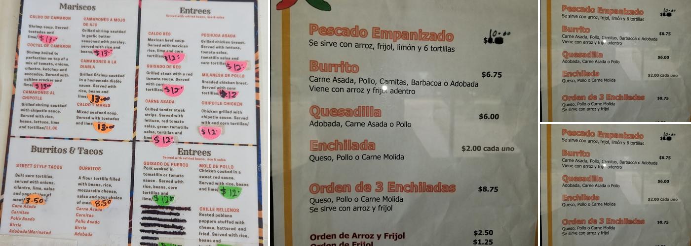 Mexican Cafe Menu
