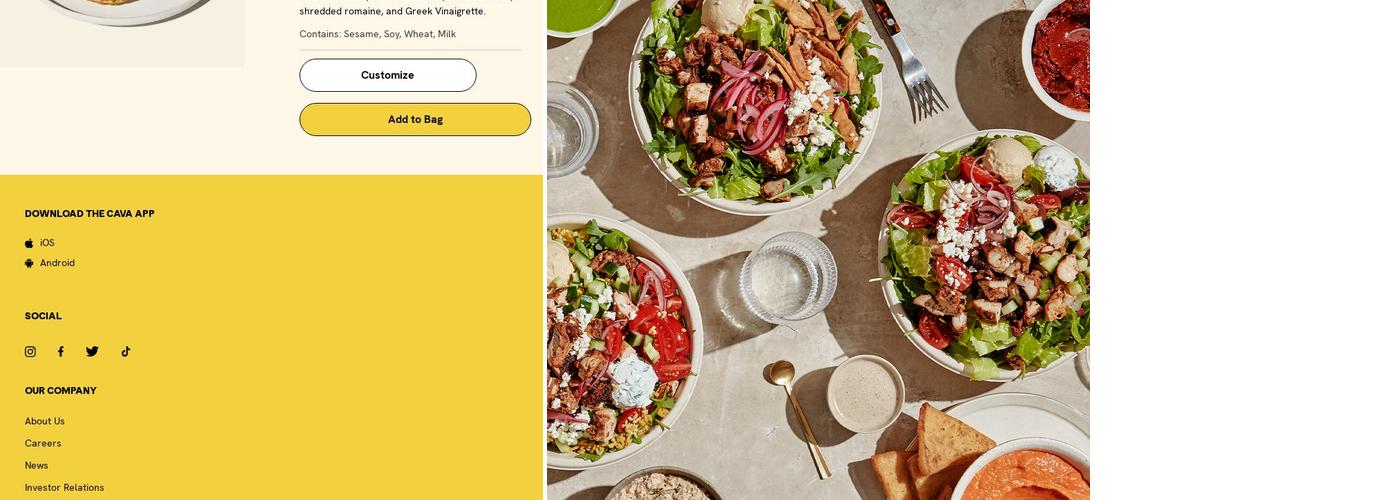 CAVA Menu