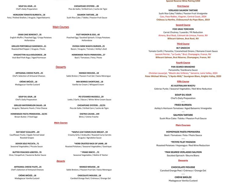 The Ashby Restaurant Menu