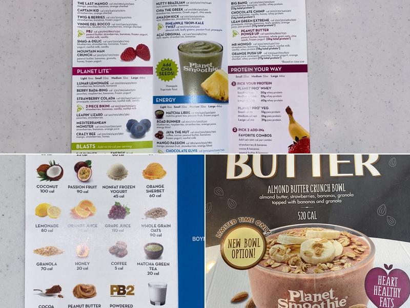 Planet Smoothie Menu