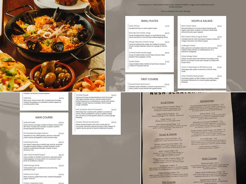 Nosh Scratch Kitchen Menu